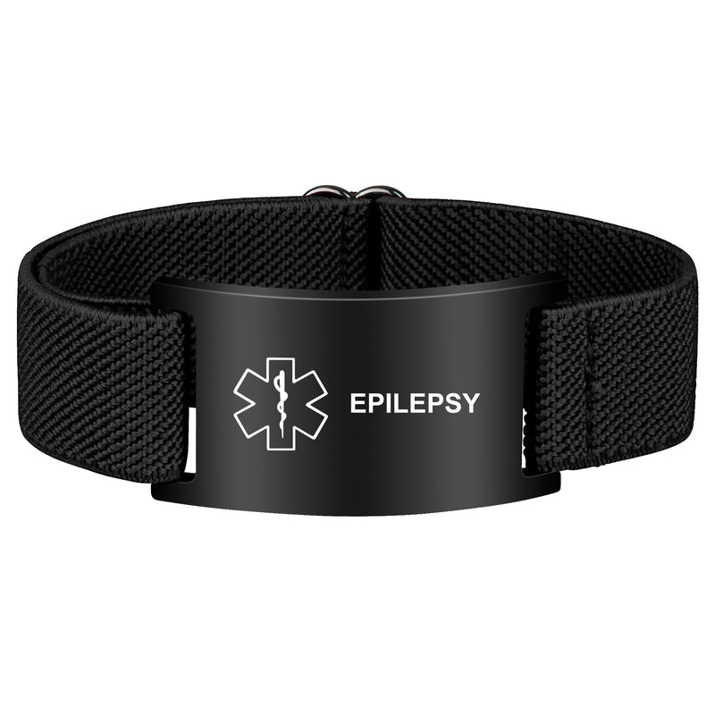 Medical Alert Bracelet for Women Men, Adjustable Medical Alert ID Wristband for Diabetic D.N.R Pacemaker Epilepsy Black