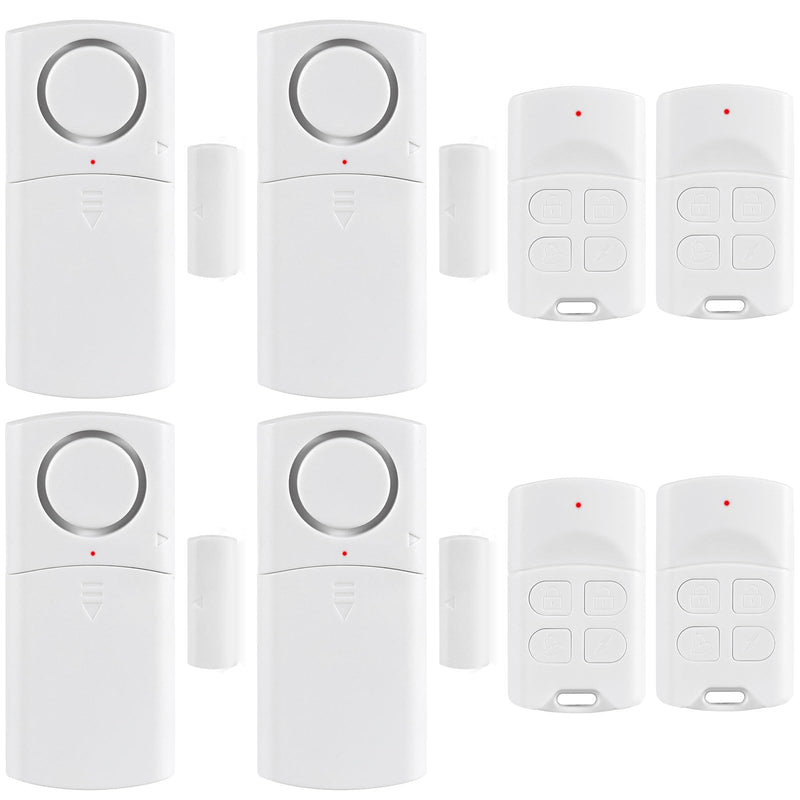 Door Alarm with Remote, Door Alarms When Opened, Window Alarms for Home Security, Pool Alarm for Kids Safety 4 Receivers+4 Remotes