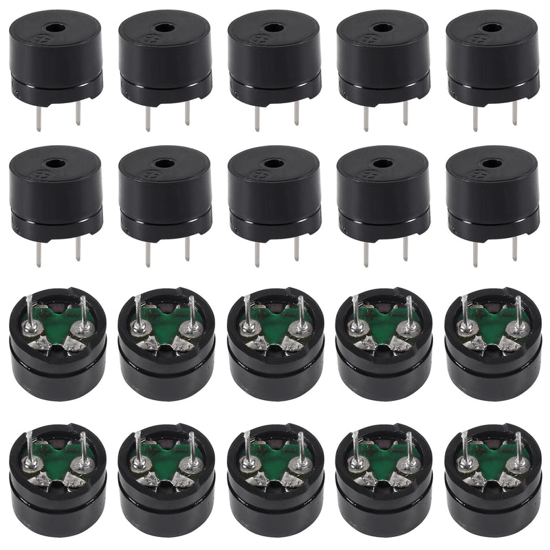20Pcs 12085 Passive Buzzer 12MM*8.5MM 42R Resistance 3V 5V 9V 12V in Common Use Mini Piezo Buzzers Kit, Active Buzzer Electronic Alarm Magnetic Long Continuous Beep for Arduino