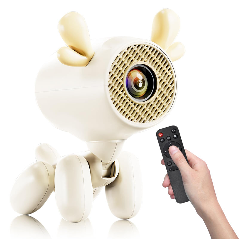 Cartoon Dog Mini Projector with Wifi6 and Bluetooth 5.1 1080P Full HD Portable Projector Movie Projector Compatible with TV Stick Smartphone/HDMI/USB Indoor/Outdoor Use