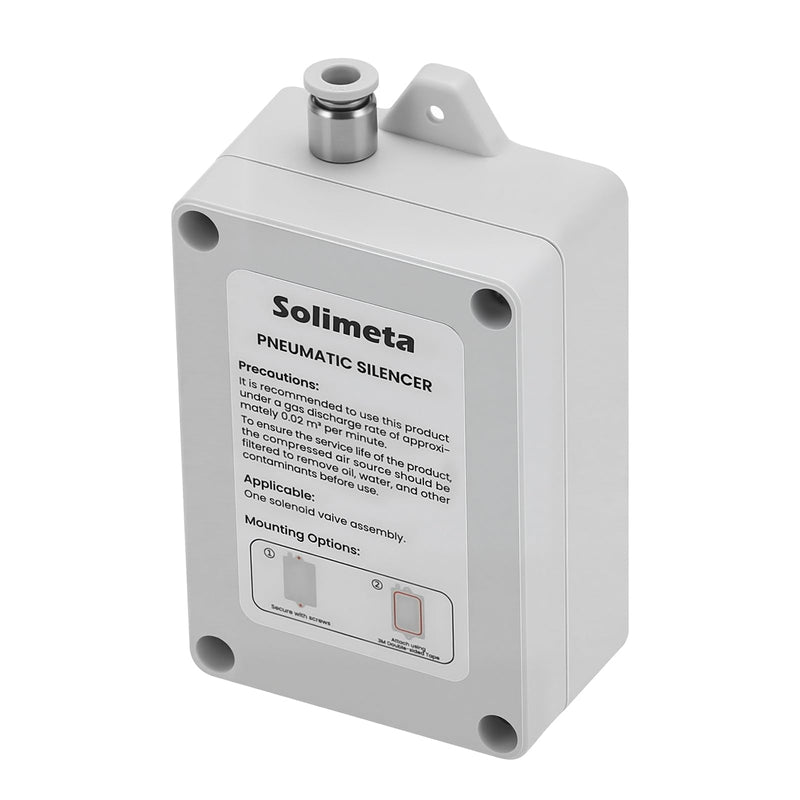 Patented pneumatic muffler, 1/4" inlet Pneumatic Exhaust Silencer – Single Solenoid Valve Compatible, Noise Reduction Muffler for Air Compressors & Pneumatic Equipment