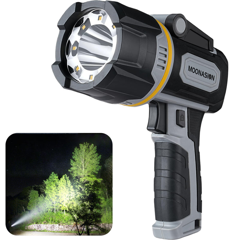 Rechargeable Spotlight 1000000 Lumen, Super Bright 9 LED Spotlight Flashlight with COB Light & Foldable Stand, Long Lasting Large Handheld Spot Light for Boating Camping Boat Marine - NewNest Australia