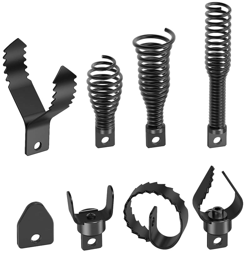 Drain Snake Drill Attachments,8-Piece Drain Cleaner Combination Cutter Heads, Used in 50FT-100FT Electric Drain Snake, Suitable for 5/16-inch to 3/4-inch Drain Snake Cable for 1-4"Pipe 8 Pcs Attachments