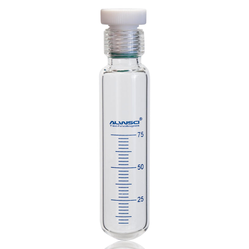 ALWSCI 75ml 3.3 Borosilicate Pressure Vessel with PTFE Seal Plug for Lab | Heavy Wall Cylindrical, 40*170mm, Leak-proof, Excellent Thermal Stability, Withstand pressure: 87psi 2.5 Ounces