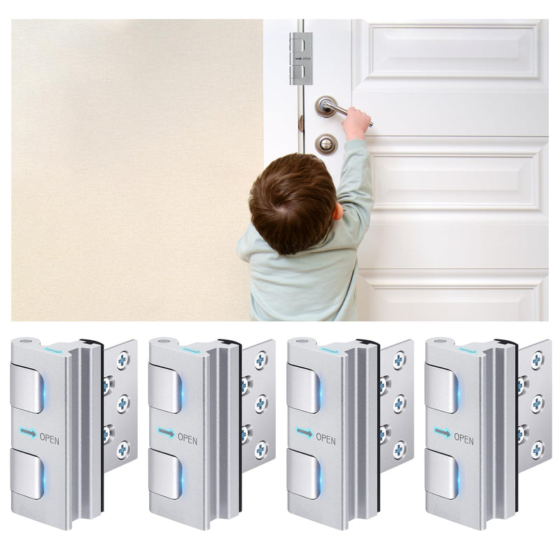 4 Pack 800 lbs Door Reinforcement Lock – Child Proof & Anti-Kick Security Locks for Whole Home Safety – Easy Install Anti-Kick Lock for Inward Doors – Prevents Forced Entry & Unauthorized Access 4 Pack
