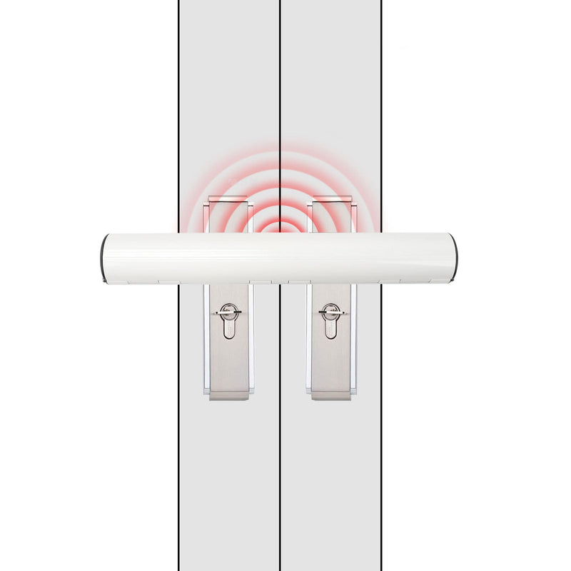 French Door Security Keyless French Patio Door Security Lock Aluminum Alloy Double Door Easy Install Double Door Handle Lock Only Works with 2 Horizontal Handles (with Alarm) White with Alarm