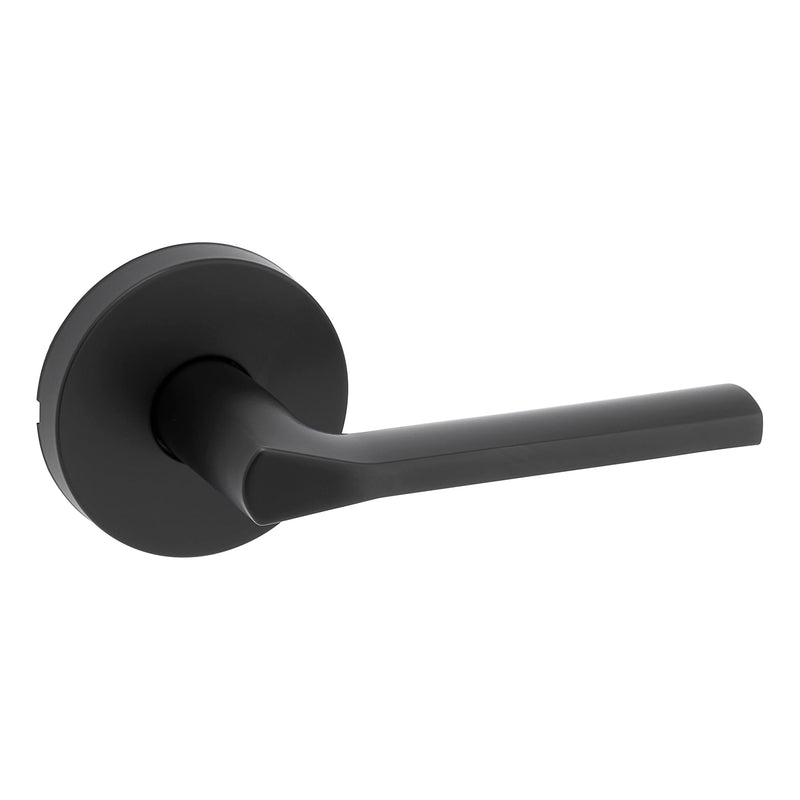 Kwikset Lisbon Interior Passage Door Handle, Round Lever for Closet and Hallway Doors, Reversible Non-Locking Handle Lever, Matte Black, with Microban Protection