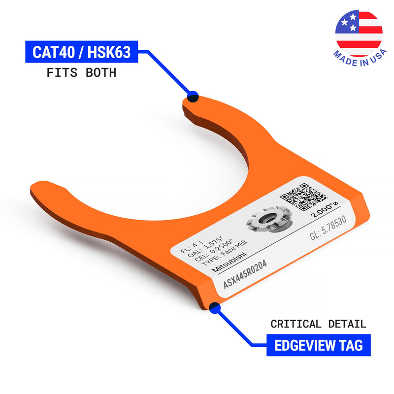 Edgeview CNC Tool Holder Tool Tag - 25-pk Label Organizers (CAT40/HSK63A/HSK63F) CAT40/HSK63A/HSK63F