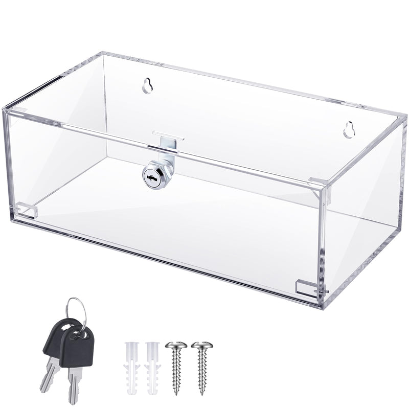 Refrigerator Medicine Lock Box with Keys and Mounting Hardware 8 x 4.5 x 3 Inch Wall Mount Locking Medicine Box Clear Acrylic Wall Cabinet, First Aid Kit for Emergencies Home Use