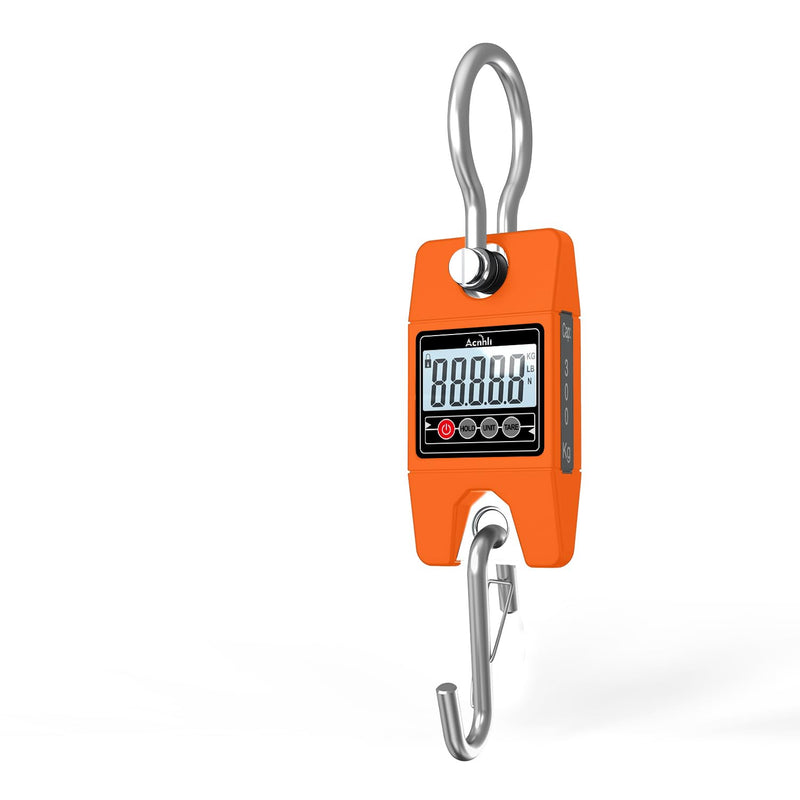 Hanging Weight Scale 400KG/880LB, Stainless Steel Digital Heavy Duty Luggage Crane Scale, Suitable for Outdoor Farm Hunting Travel and Fishing (Orange)