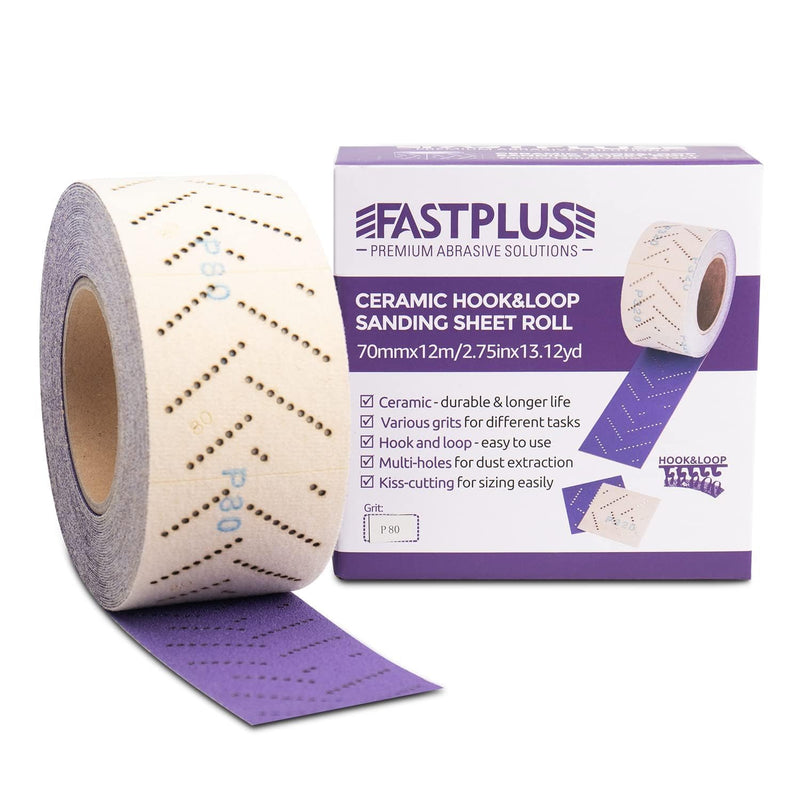 Abrasive Sandpaper Roll, 2-3/4" x 13.2 Yd, 60 Grit, Multi-Hole Dry Sanding Sheet Three-in-one Dry Sanding Roll for Automotive Body Repair, Coating Removal & Auto Sanding 1.0