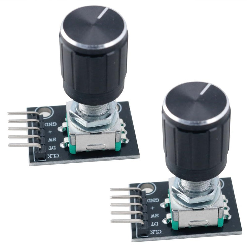 2PCS 31x19x29mm Black 360 Degree Rotary Encoder Module KY-040 with Knob Cover Suitable for Microcontrollers