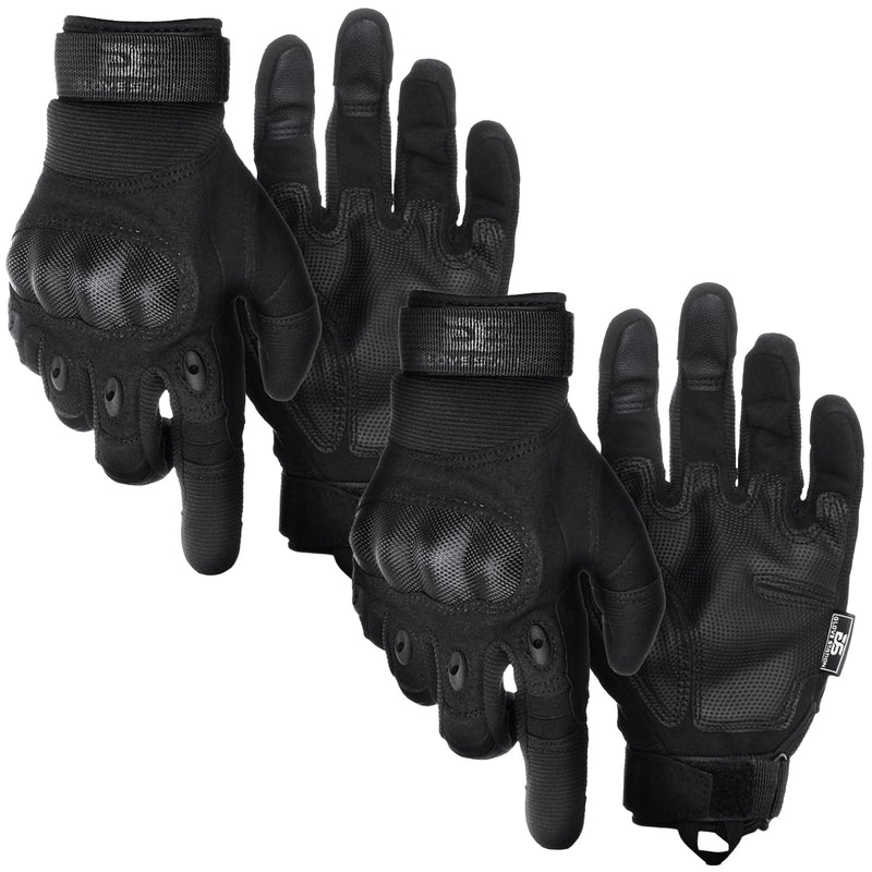 Glove Station Tactical Gloves for Men – Touchscreen Utility Gear with Hard Knuckle Protection Used in Motorcycle, Airsoft, Combat, Police, Shooting & Outdoor Work Black - 2 Pack Large