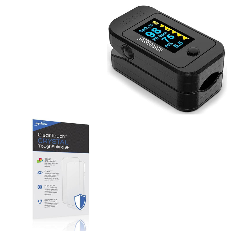 BoxWave Screen Protector Compatible with Santa Medical Dual Color OLED Pulse Oximeter - ClearTouch Crystal ToughShield 9H (2-Pack), Clear 9H Tough Flexible Film Screen Protector