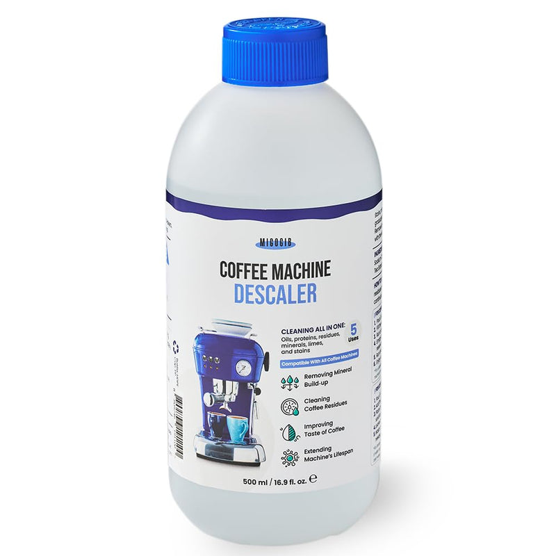 Coffee Machine Descaler Descaling Solution - 17 fl. oz. (5 Uses), Compatible with Espresso, Capsule, Drip, Pour over machines, Coffee machine accessories, Pot, Thermos, and Carafes