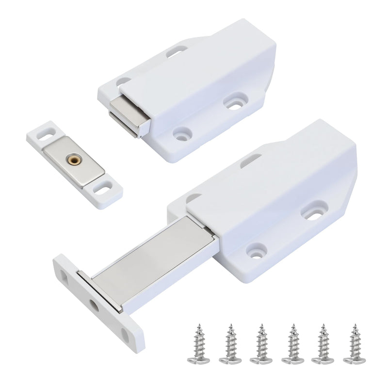 2 Pack Push to Open Door Latch, Magnetic Push Latches, Touch Latch Hardware for Cabinet Drawer, Wardrobe Door, White 2 Pack
