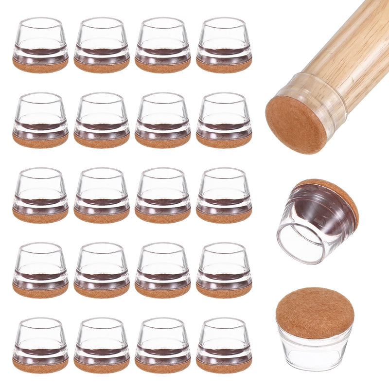 32-Pack Chair Leg Floor Protectors, 0.94-1.14 Inch Silicone Cups Round Felt Furniture Pads for Hardwood Floors/Laminates/Carpets, Chair Leg Covers Socks [Transparent Brown] Transparent Brown Fit 0.94-1.14"