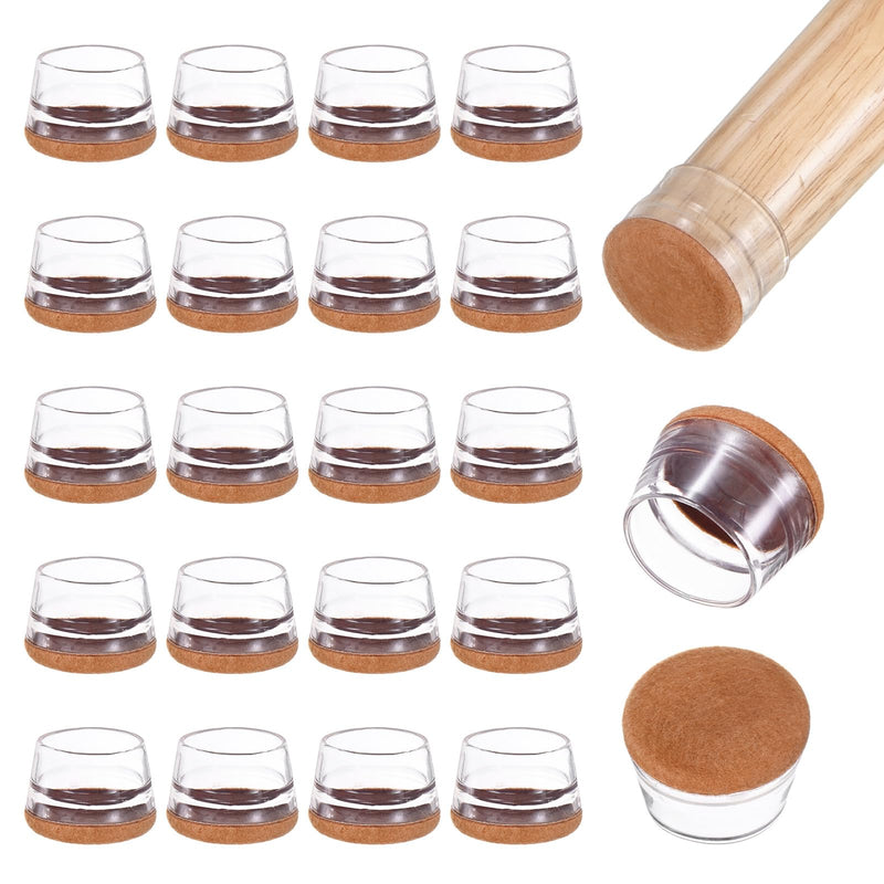 24-Pack Chair Leg Floor Protectors, 1.18-1.41 Inch Silicone Cups Round Felt Furniture Pads for Hardwood Floors/Laminates/Carpets, Chair Leg Covers Socks [Transparent Brown] Transparent Brown Fit 1.18-1.41"