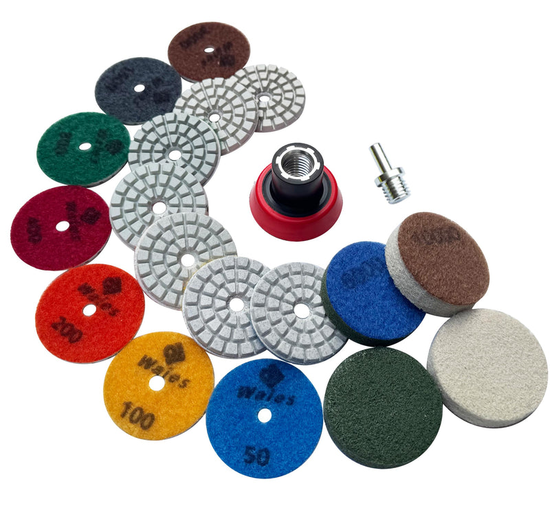 11 PCS 2 Inch Diamond Polishing Pads Kit Wet/Dry 50-10000 Grit for Concrete Stone Edge Granite Tile Marble Rock Countertop Quartz for Drill Grinder Polisher - NewNest Australia