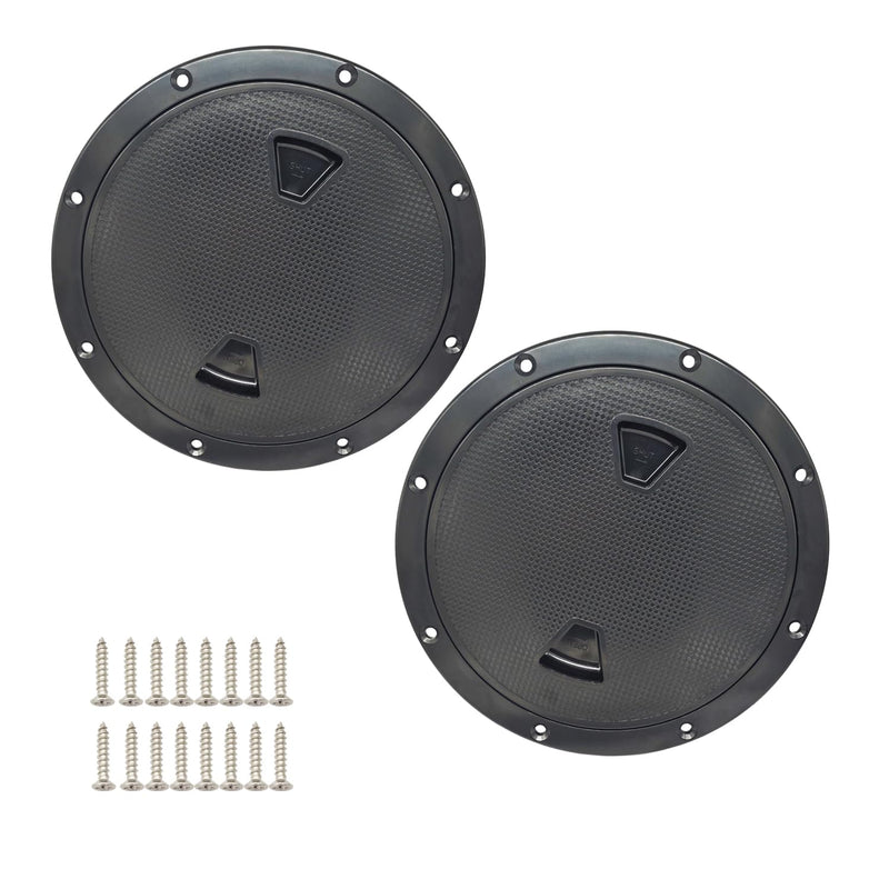 2 Pcs 8 Inch Boat Round Non Slip Inspection Hatch, Detachable Cover and Pre-drilled Holes in Deck Circular Plate with Screws for Marine Yacht RV Truck Vent Accessories