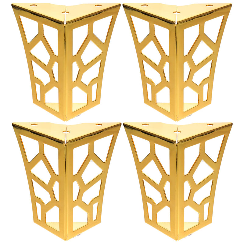 WOONEKY Furniture Legs 4 Pack Metal Sofa Feet Hardware Hollowed Furniture Support Feet for Cabinets Dressers Closets Wardrobes 3.93 Inch