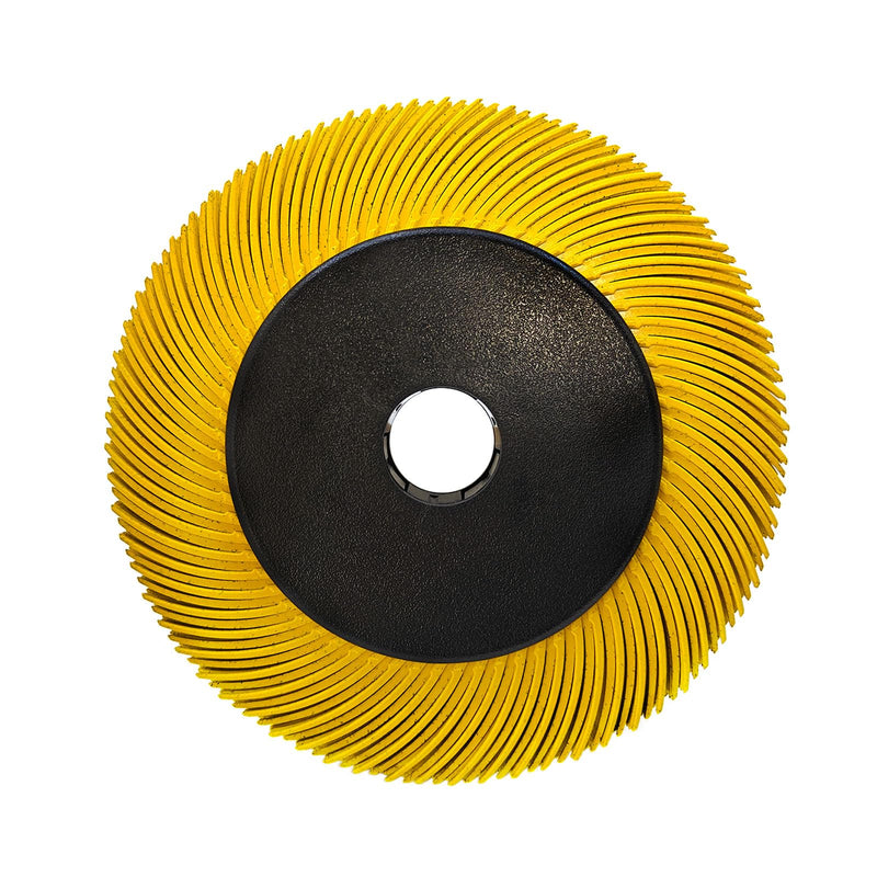 Radial Bristle Brush, 6 in x 1/2 in x 1 in, 80#, 1SET, Ten Single piece with Adapter 6" WIth 80# YELLOW 1SET