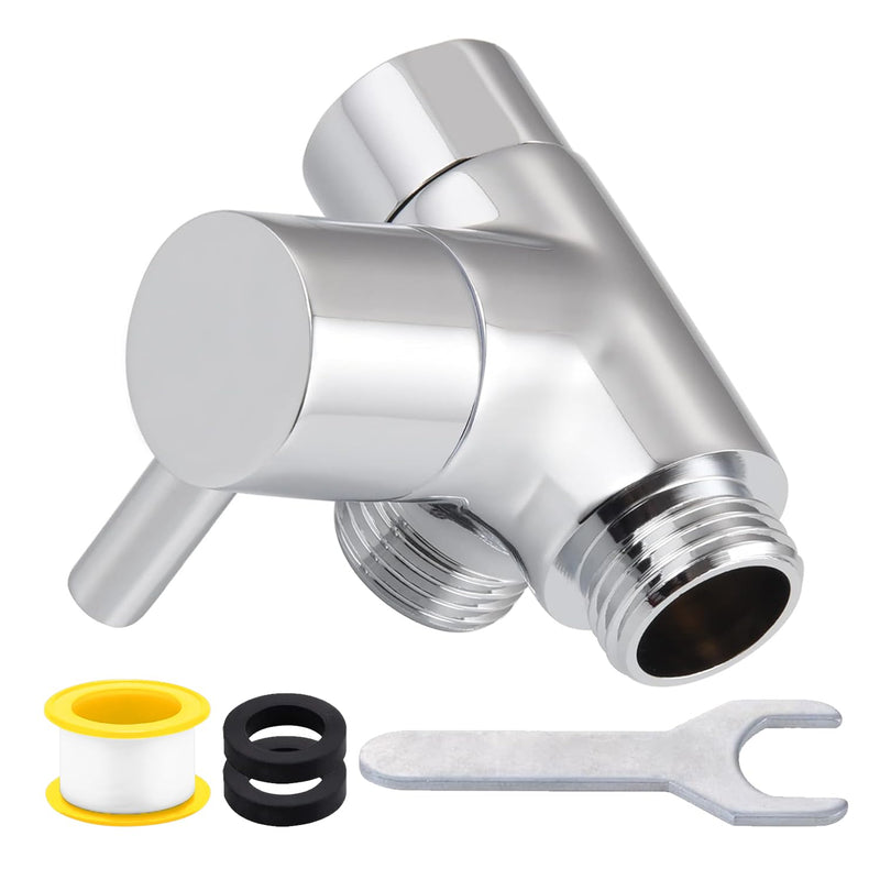 All Metal 2-Way Shower Arm Diverter Valve, G1/2 Solid Brass Shower Splitter for Handheld and Fixed Showerhead – Universal Bathroom Diverter Replacement Part Chrome