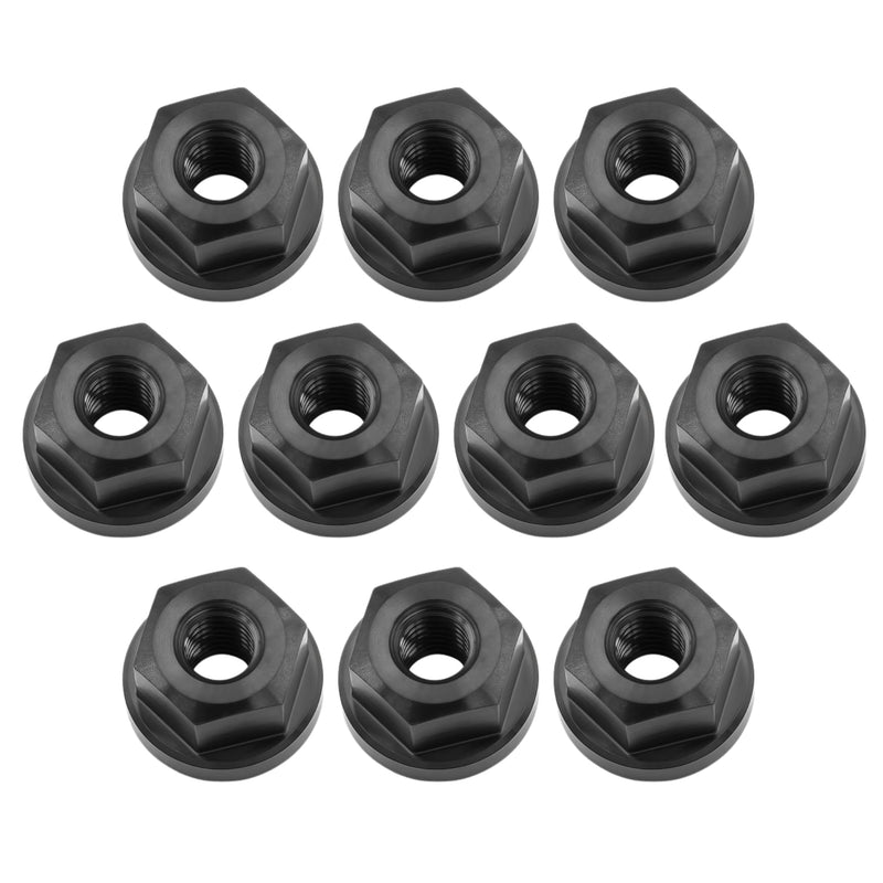 Titanium Flange Hex Nut M5, 10PCS, Black M5 0.8mm Pitch