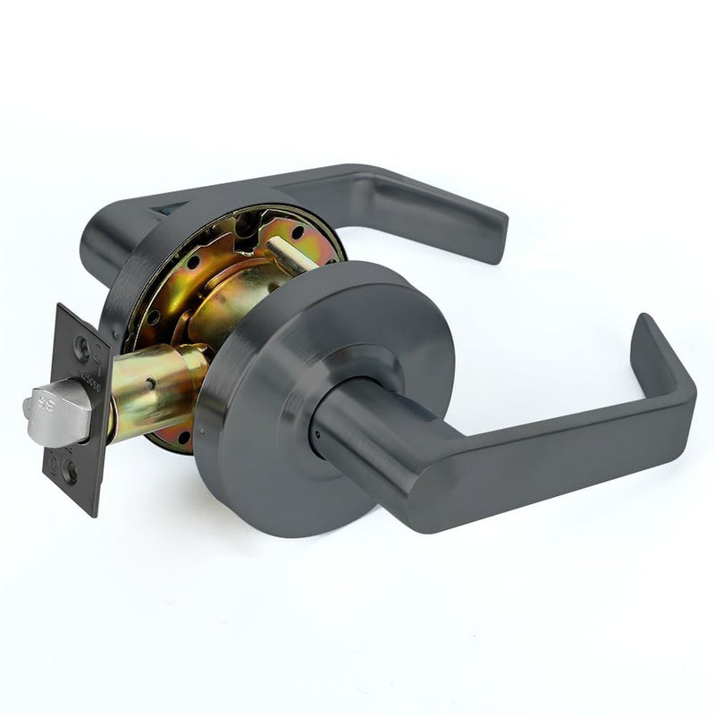 Grade 2 Commercial Heavy Duty Passage Door Lever Lockset, ADA, Matt Black Finish B400 Passage RB