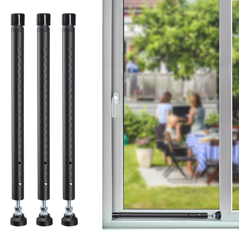 Sliding Door Security Bar, 3 Pack 18"-50" Adjustable Window Security Bars with Rubber Tips, Heavy Duty Door Jammer, Window Bars Security Inside, Window Lock Bar for Home Apartment Travel Patio (Black)