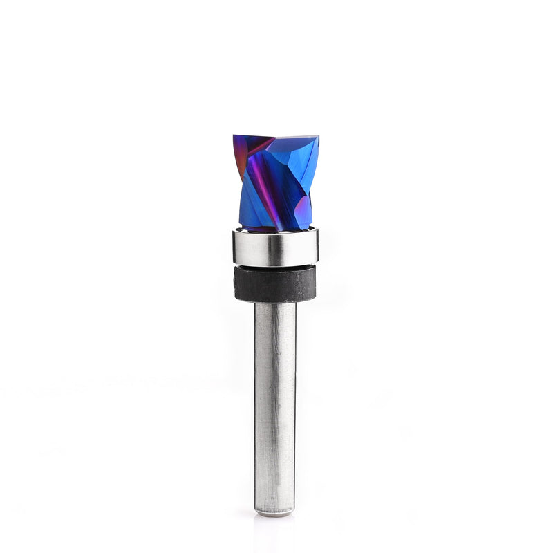 Compression Flush Trim Router Bits Top Bearing CNC Solid Carbide 1/4 shank1/2“Cutting Diameter2-1/4” Overall Length Pattern Template Woodworking Tool CFB456 1/2 inch diameter, 0.5 inch length