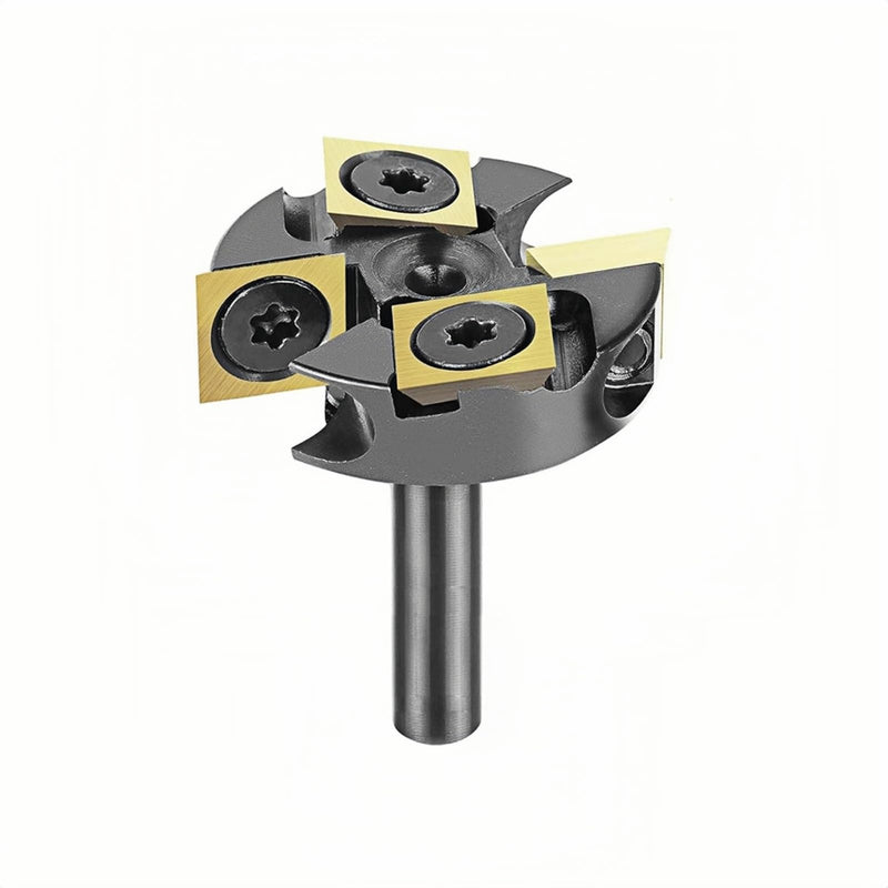 CNC Spoilboard Surfacing Router Bit（1/4" Shank, 2+2 Wing Design, 1-1/4" Cutting Diameter） TiN Coated Insert Carbide Slab Flattening Router Bit, Planing Bit Wood Planer Bit for Woodworking 1/4"shank,1-1/4"cutting diameter-Titanium Coated