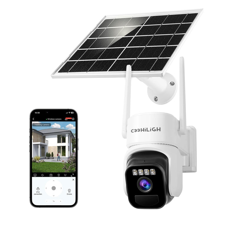 4G LTE Cellular Solar Powered 3MP 2K No WiFi Security Camera,PTZ Wireless Outdoor 360° View, PIR Motion Detection, Color Night Vision, 2 Way Talk, Built in SIM Card