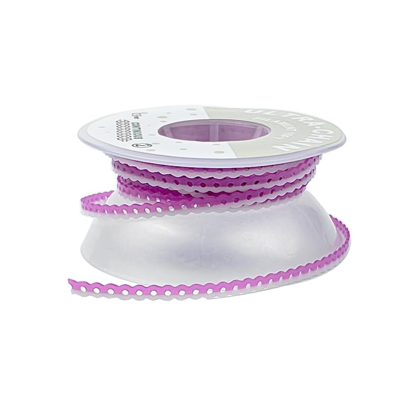 Funny Braces Power Chain Two Color Combos Dental Orthodontic Elastic Bands Power Chain 15 Feet/Roll (Purple&White, Continuous) Purple&White
