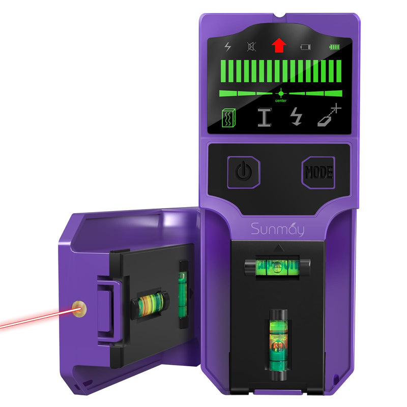 SUNMAY Stud Finder for Walls, 7-in-1 Wall Scanner with Upgraded Intelligent Chip for Wood Metal Studs, Live AC Wires, Joists and Pipes, HD LCD Display, Voice Alerts and Accurate Positioning