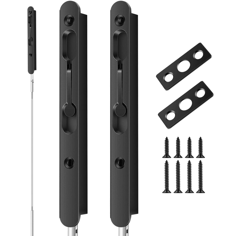 Blulu 2 Pcs 18 Inch Extended Flip Lever Flush Bolt for Double Door, Extra Long Heavy Duty French Door Locks Hardware (Black) Black