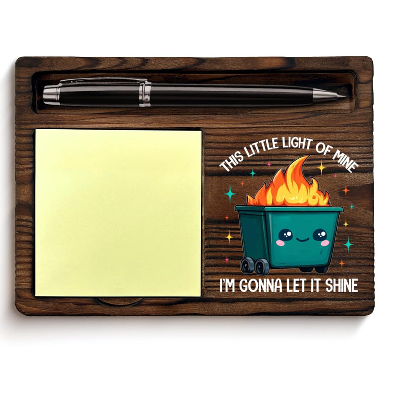 Funny Office Dumpster Fire Sticky Note Holder Dumpster Fire Gifts This Little Light of Mine I'm Gonna Let It Shine Post It Note Dispenser for Office Cubicle Desk Decor