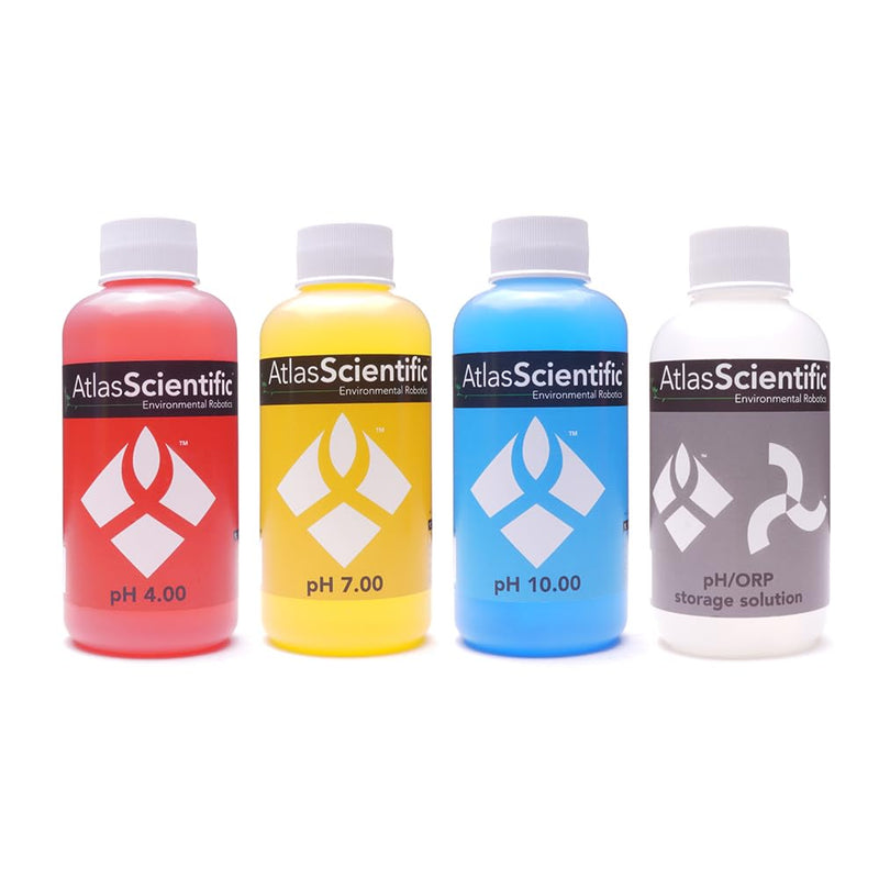 Atlas Scientific 4.00, 7.00, 10.00 & pH Storage/Calibration Solution 125ml - 4oz (4 Pack)