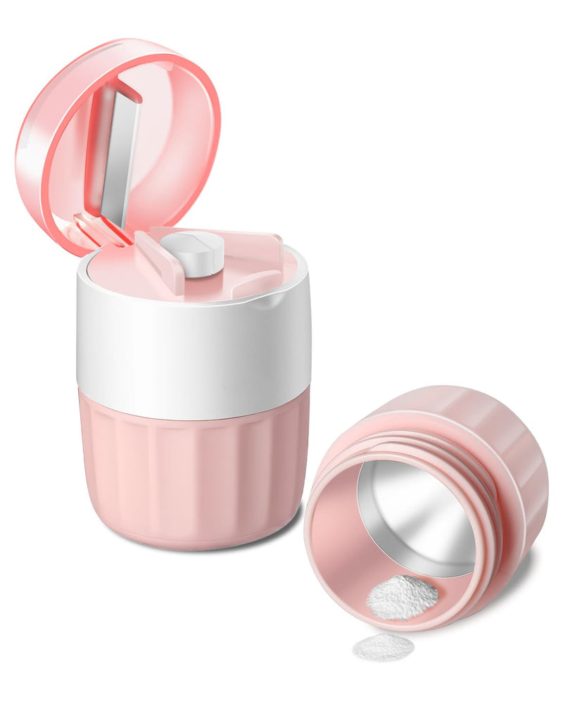 Pill Crusher Fine Powder - Cotatoc 3-in-1 Pill Crusher with Stainless Steel Grinding Pestle, Portable Pill Cutter and Crusher for Elderly and Pets (Pink) Pink