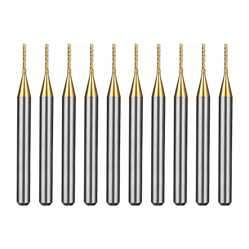 Tools 10Pcs 0.7mm TiN Coating Solid Carbide End Mill Engraving Milling Cutter CNC Router Bits for PCB Machine, 1/8" Shank 1BOX End Mill 0.7 10