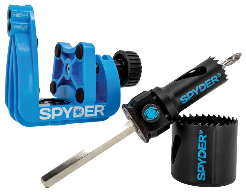 Spyder 5-Piece Rapid Core Eject Door Lock Installation Jig and Bi-Metal Hole Saw Kit, 1-inch and 2-1/8-inch 5-Piece Set