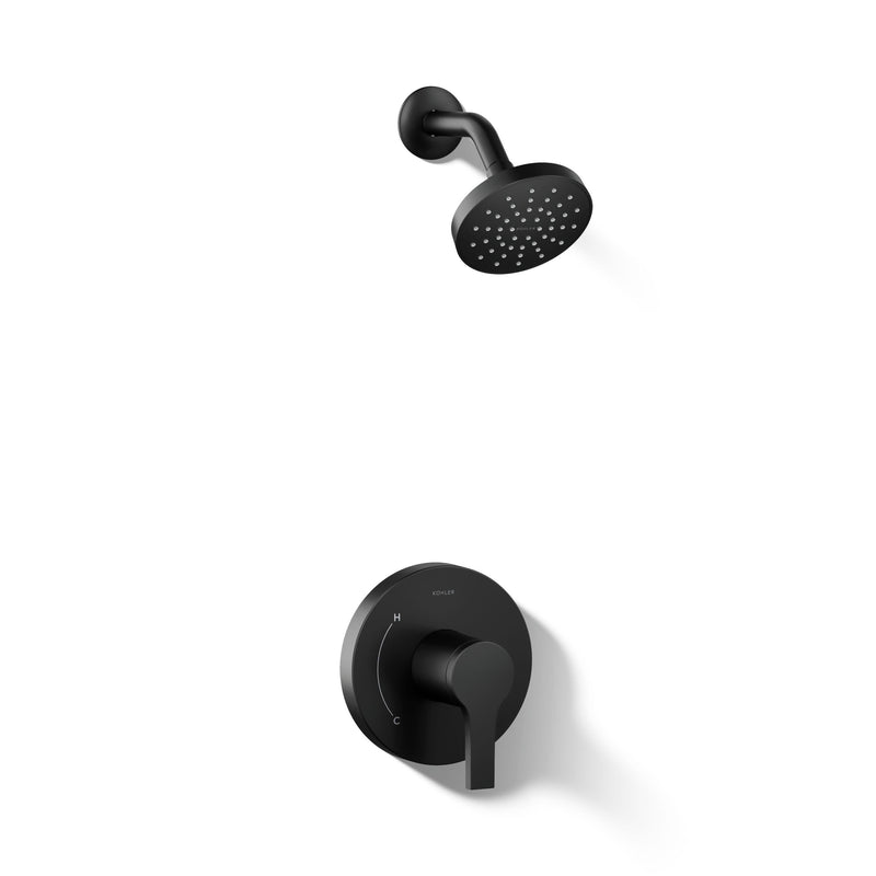 KOHLER TS35321-4H-BL, Elate Rite-Temp Shower Trim with Single Function 1.75 GPM Showerhead, Matte Black, Multi-Function Shower Kit, Durable and Stylish