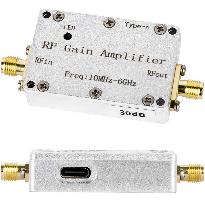 RF Gain Amplifier 10M‑6GHZ 30DB High Flatness Low Noise LNA Ham Radio Amplifier for FM Radio, Signal Amplification DC 5V Powered