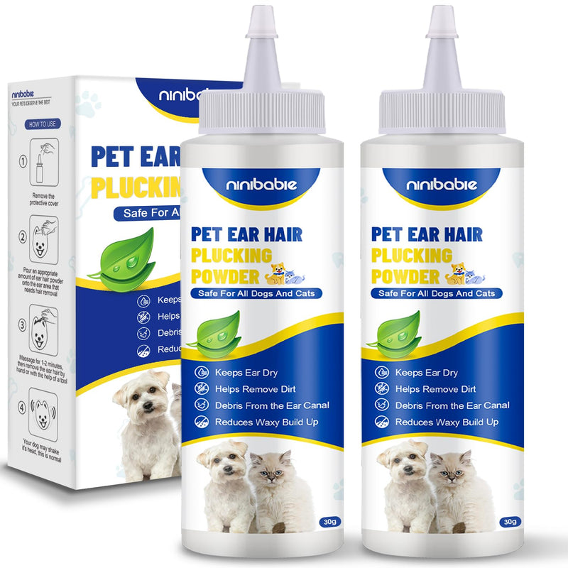 Dog Ear Infection Treatment,Ear Wash for Pets,Effectively Removes Debris, Waxy, Buildup and Ear Odor, Soothes Itchy & Inflamed Ears (Ear Hair Powder 2pcs) ear hair powder 2pcs