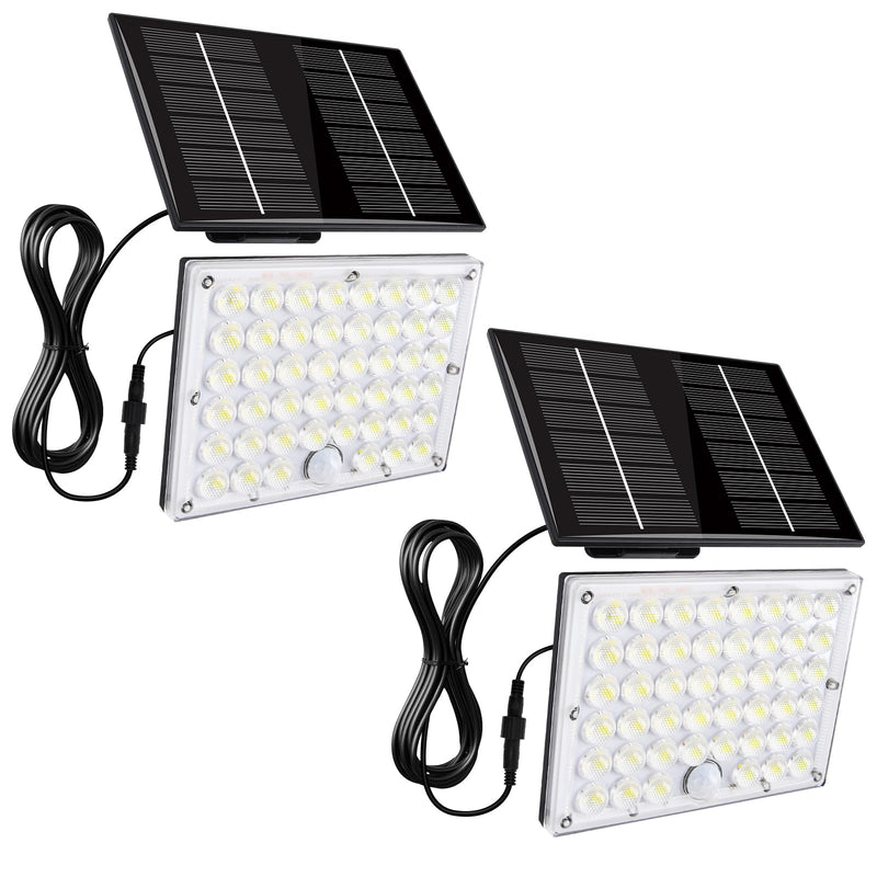 Aialun 184 LED Solar Outdoor Flood Lights, Motion Sensor Solar Powered FloodLights with 16.4ft Cable, IP65 Waterproof 3 Modes Dusk to Dawn Outside Security Lights for Porch, Yard, Garage, 2 Pack Standrad