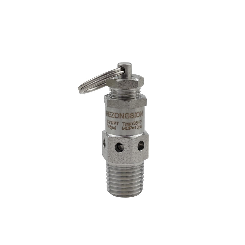 1/4" MNPT Pressure Relief Safety Valve,5psi Set Pressure,Stainless Steel SS304,Adjustable Range 0-10psi 5psi Set Pressure