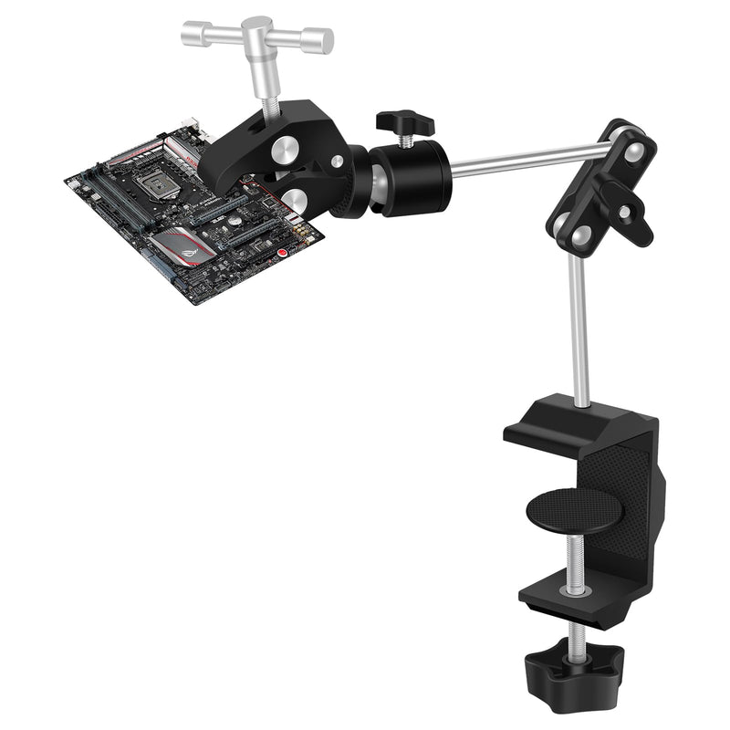 Helping Hands Soldering Clamp with 16" Flexible Arm, 360° Rotating Bracket- Adjustable Clamps for Hold Hot Air Guns, PCB, Welding, DIY, Repairs, and Craft Projects