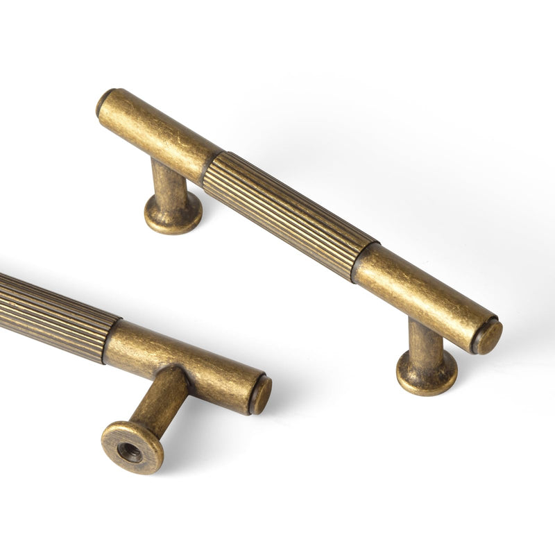 Goo-Ki 6pack Antique Brass Cabinet Pulls Zinc Alloy Kitchen Hardware, 3 Inch c-c Vintage Bronze Drawer Handles Retro Brass Bar Pull Dresser Handle 3" (76mm) Center-Center
