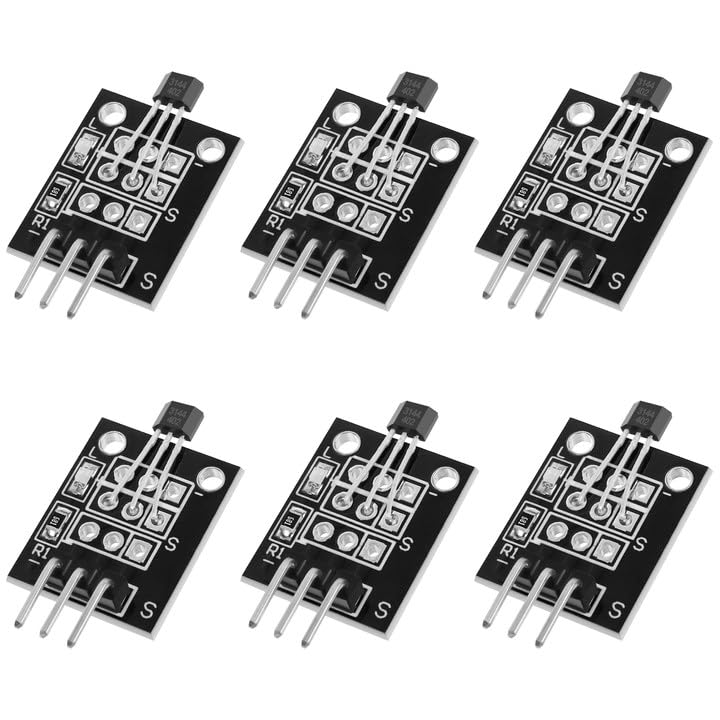KY-003 Hall Effect Sensor Module A3144E Hall Effect Magnetic Sensor DC 3.3V-5V Pressure Sensors 6pcs for Arduino 6pcs hall effect sensor hall effect hall sensor contact sensor