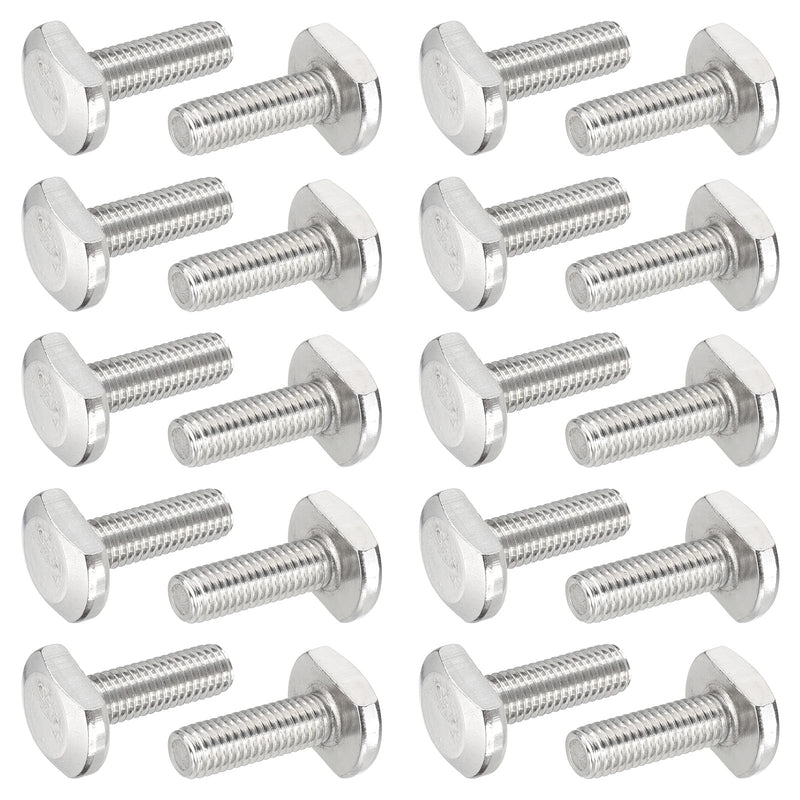 PATIKIL M8 x 25 mm T Slot Bolts, 20 Pcs 304 Stainless Steel Drop-in Bolt T Shape Stud Sliding Screw Metric Thread Hammer Head Bolt for T Track, Silver M8x25mm